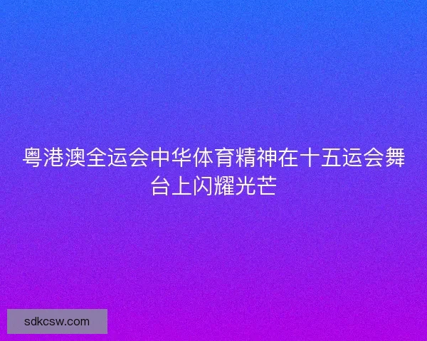 粤港澳全运会中华体育精神在十五运会舞台上闪耀光芒